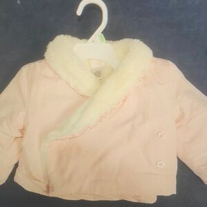 Kids Pink Faux Fur Trim Jacket